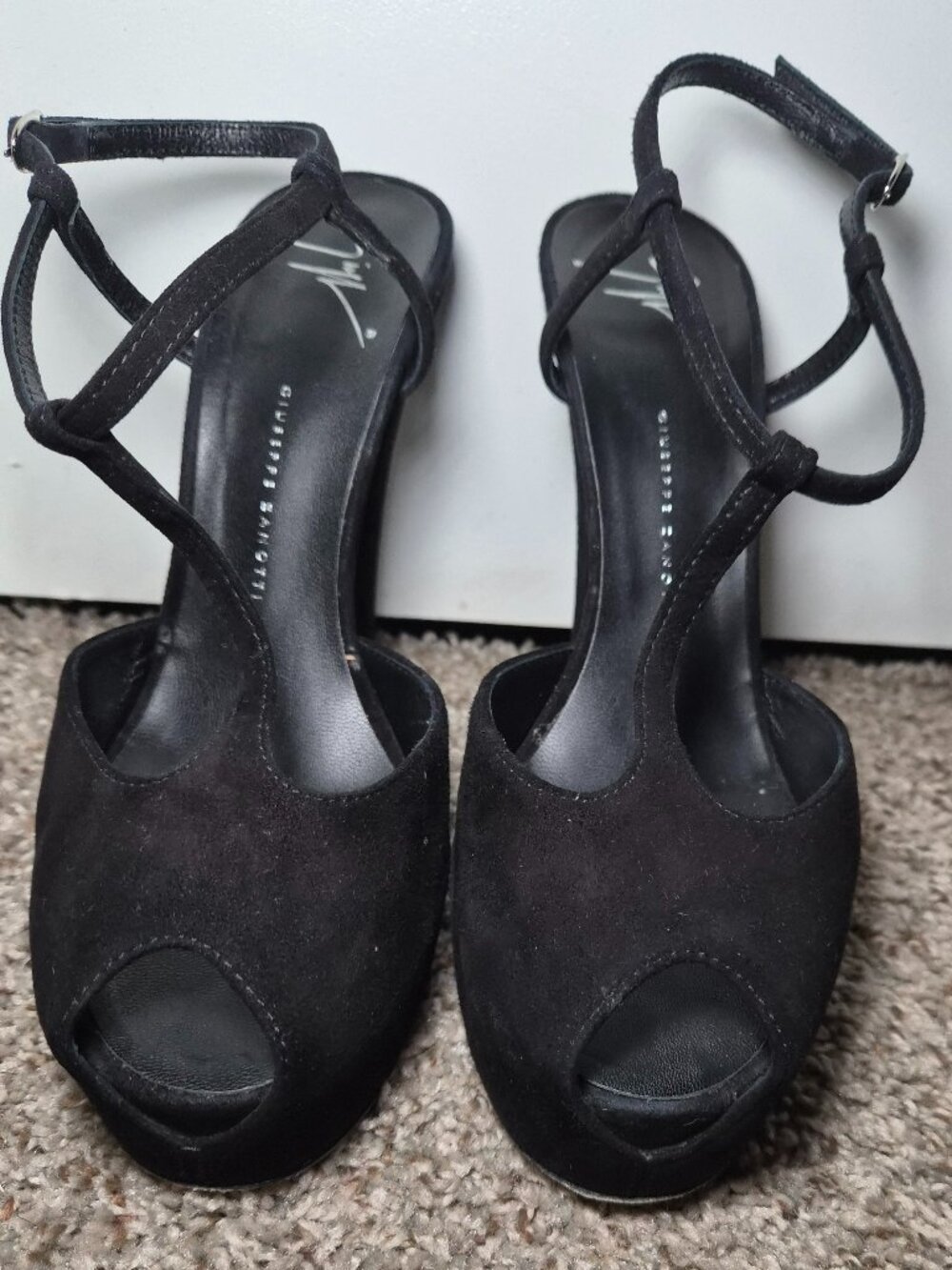 GIUSEPPE ZANOTTI BLACK SUEDE HEELS